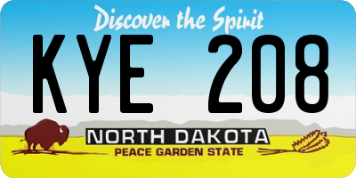 ND license plate KYE208