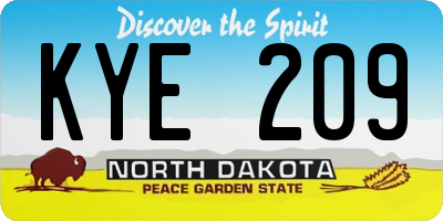 ND license plate KYE209