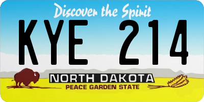 ND license plate KYE214
