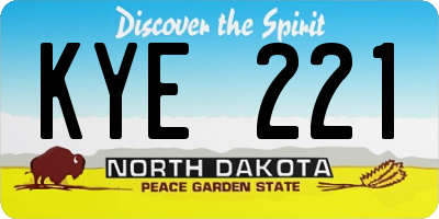 ND license plate KYE221