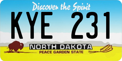 ND license plate KYE231