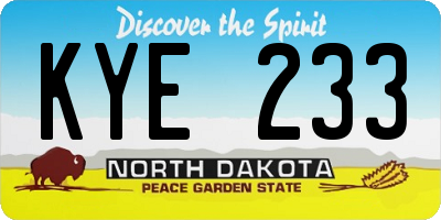 ND license plate KYE233