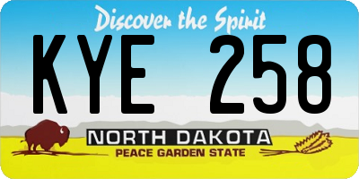 ND license plate KYE258