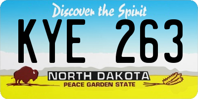 ND license plate KYE263