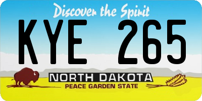 ND license plate KYE265