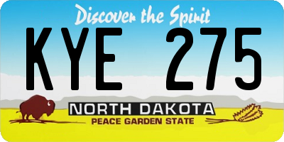 ND license plate KYE275