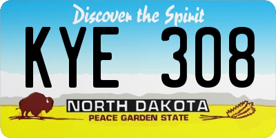 ND license plate KYE308