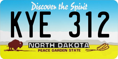 ND license plate KYE312