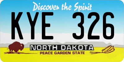 ND license plate KYE326