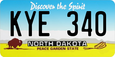 ND license plate KYE340