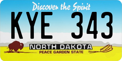 ND license plate KYE343