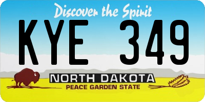 ND license plate KYE349