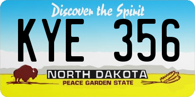 ND license plate KYE356