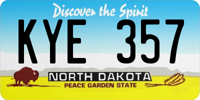 ND license plate KYE357