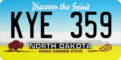 ND license plate KYE359