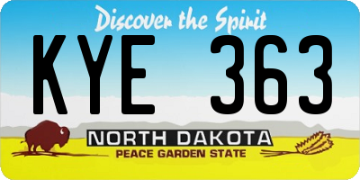 ND license plate KYE363
