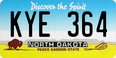 ND license plate KYE364