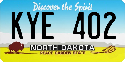ND license plate KYE402