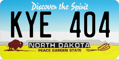 ND license plate KYE404