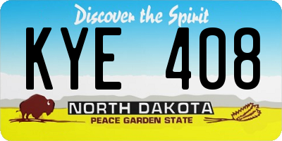 ND license plate KYE408