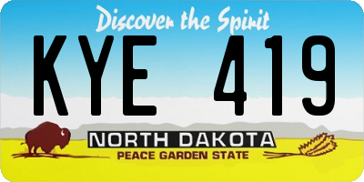 ND license plate KYE419