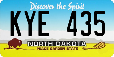 ND license plate KYE435