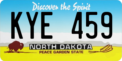 ND license plate KYE459