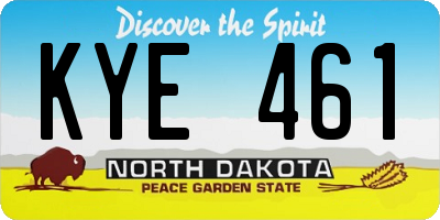 ND license plate KYE461