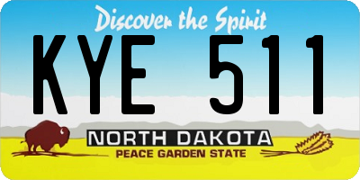 ND license plate KYE511