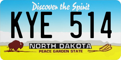 ND license plate KYE514