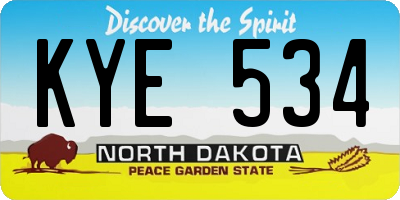 ND license plate KYE534
