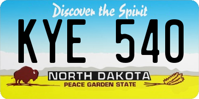 ND license plate KYE540