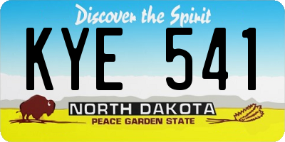 ND license plate KYE541