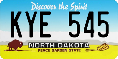 ND license plate KYE545