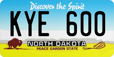 ND license plate KYE600