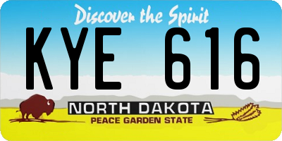 ND license plate KYE616