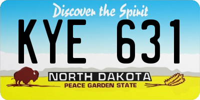 ND license plate KYE631