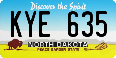 ND license plate KYE635