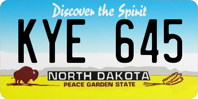 ND license plate KYE645
