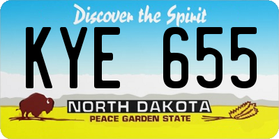 ND license plate KYE655