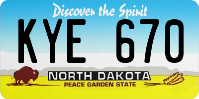 ND license plate KYE670