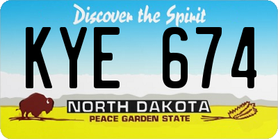 ND license plate KYE674