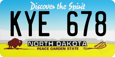 ND license plate KYE678