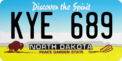 ND license plate KYE689