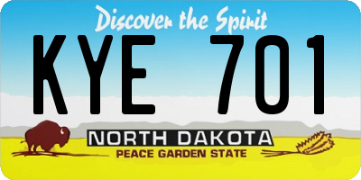 ND license plate KYE701