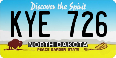 ND license plate KYE726