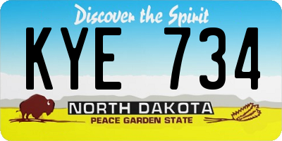 ND license plate KYE734