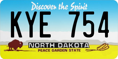 ND license plate KYE754