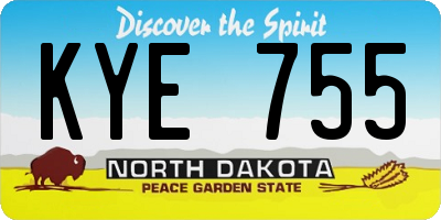 ND license plate KYE755