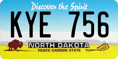 ND license plate KYE756